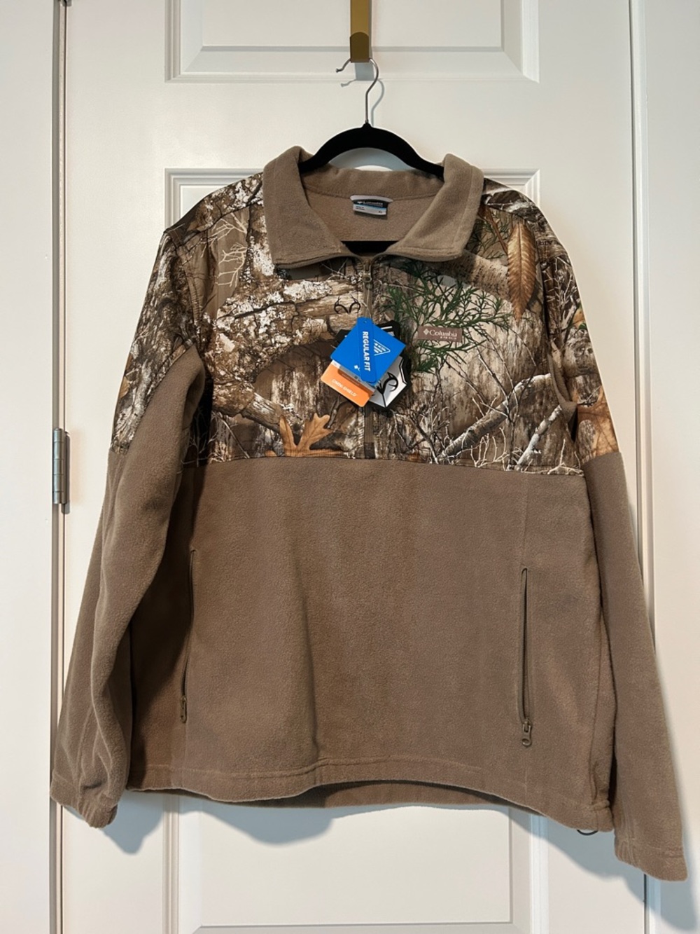 NWT Columbia Brown Realtree Camo Half-Zip Fleece Pullover